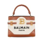 Balmain B-Buzz 22 Canvas Top Handle Väska med läderinsats Multicolor, ...
