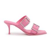 Alexander McQueen Sugar Pink/Silver Läder Sandaler Pink, Dam