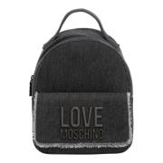 Love Moschino Metal Logo Backpack Black, Dam
