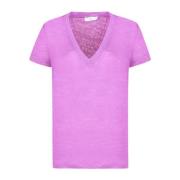 IRO Magenta Linne V-ringad Rodeo T-shirt Purple, Dam