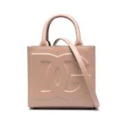 Dolce & Gabbana Puderrosa Läder Väska med Logotyp Prägling Pink, Dam