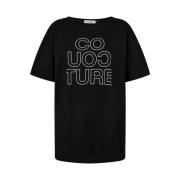 Co'Couture Oversize T-shirt med vit tryckskrift Black, Dam