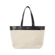 Ami Paris Beige Linne Shopper Väska med Handtag Beige, Dam