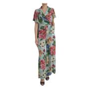 Dolce & Gabbana Blommig silkescrepe jumpsuit Multicolor, Dam