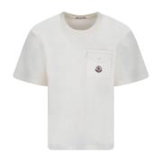 Moncler Vit Tweedficka T-shirt White, Dam