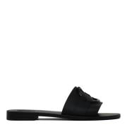 Moncler Svarta Mon Slides med 3D Logo Black, Dam