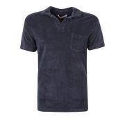 Orlebar Brown Blå Terry Cotton Polo Shirt Blue, Herr