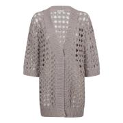 Brunello Cucinelli 3D Net Cardigan Sweaters Beige, Dam