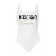 Moschino Logo Baddräkt - Vit Stretch Bikini White, Dam