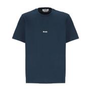 Msgm Blå Bomull T-shirt med Logo Blue, Herr