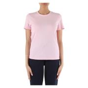 Sun68 Pique Cotton T-shirt med Rhinestone Logo Pink, Dam