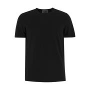 Alpha Studio Svart Bomull T-Shirt Girocollo Black, Herr