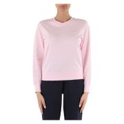 Sun68 Bomull Pique Sweatshirt med Rhinestone Logo Pink, Dam