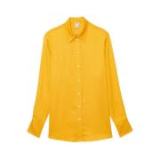 Ines De La Fressange Paris Gul Satin Skjorta med Buttercup Design Yell...