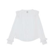 Ines De La Fressange Paris Modern Rynkad Silk Bomull Top White, Dam