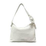 Borbonese Läder Hobo Väska Krämfärg White, Dam