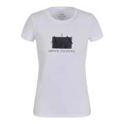 Armani Exchange Glitter Logo T-Shirt White, Dam
