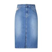 Liu Jo Denim Midi Kjol med Strassdetaljer Blue, Dam