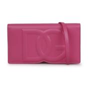 Dolce & Gabbana Logo-präglad Läder Crossbody Väska Pink, Dam