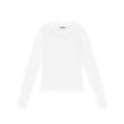 Ganni Vit Slim Fit T-shirt med Strassdesign White, Dam