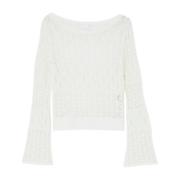 Liu Jo Geometrisk Spets Sweatshirt White, Dam