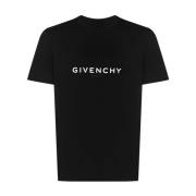 Givenchy Svart Logotyptryck Bomull T-shirt Black, Herr