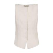 Cortana Ivory Vest Cotton Viscose Blend White, Dam