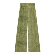 Cortana Silk Amantis Print Wide Leg Byxor Green, Dam