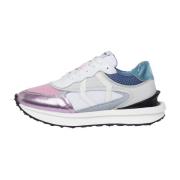 Mikakus Barcelona Blå och Rosa Läder Sneakers Pink, Dam