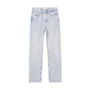 Calvin Klein Klassiska High Rise Straight Jeans Blue, Dam