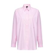 Pinko Broderad Poplin Skjorta Bridport Pink, Dam