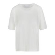 Daniele Fiesoli Linne T-shirt med Rund Hals White, Dam