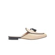 Scarosso Beige Straw Mules med Tassels Beige, Dam