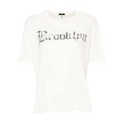 R13 Ivory White Brooklyn Print Bomull T-shirt Beige, Dam