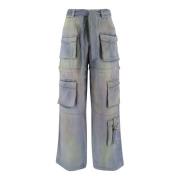 Pinko Cargo Denim Jeans med Justerbar Midja Blue, Dam