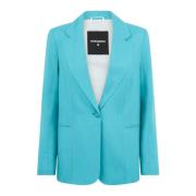 Patrizia Pepe Turkos Blazer, Enkelknäppt, Knäppning Blue, Dam