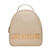 Love Moschino Ivory Syntetisk Ryggsäck med Guld Detaljer Beige, Dam