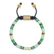 Nialaya Men's Beaded Bracelet with Green and Gold Disc Beads Multicolo...