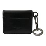 Dolce & Gabbana Svart läder Bifold Korthållare Nyckelring Black, Herr