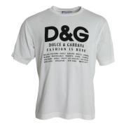 Dolce & Gabbana Vit Grafisk Print Crew Neck T-shirt White, Herr