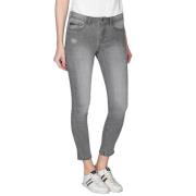 YES ZEE Denim Jeggings med Distressed Front Gray, Dam