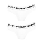 Philipp Plein Kvinnors Bomullsslip Bi-Pack White, Dam