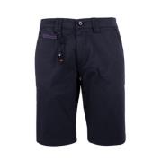 YES ZEE Bomull Bermuda Shorts med Läder Logo Blue, Herr