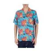 Diesel Palm Print Cuban Collar Shirt Multicolor, Herr