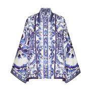 Dolce & Gabbana Majolica Print Batwing Sleeve Skjorta Multicolor, Dam