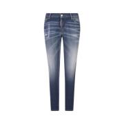 Dsquared2 Blå Skinny Jeans med Unika Detaljer Blue, Dam