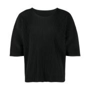 Issey Miyake Veckad kortärmad T-shirt Black, Herr