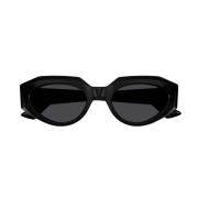 Bottega Veneta Cat-Eye Solglasögon med Metallränder Black, Dam