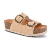 B&Co Chunky Slip-In Bio-Sandal med Justerbara Remmar Beige, Dam