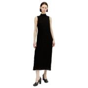 Song for the Mute Ruched Weave High Neck Midi Dress Black, Dam